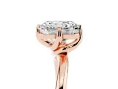 Radiant Cut Diamond Solitaire Engagement Ring Set in Rose gold with Classic Plain Band