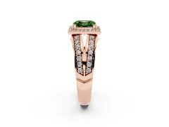 Fancy Green Asscher Cut Diamond Halo Ring Set in Rose gold with Double Pavé Split Shank