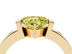 Fancy Yellow Heart Cut Diamond Channel-Set Band Ring Set in Yellow gold with Bezel Prong Setting