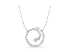 Round Diamond Spiral Pendant Set in Silver with Prong-Set Stones