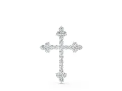 Round Diamond Cluster Cross Pendant Set in White gold with Prong Setting