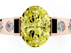 Fancy Yellow Oval Cut Diamond Channel-Set Band Ring Set in Rose gold with Bezel Prong Setting