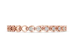 Round Cut Diamond Heart Link Tennis Bracelet Set in Rose gold with Bezel Setting