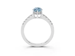 Fancy Blue Marquise Cut Diamond Solitaire Engagement Ring Set in Platinum with Pavé Band and Prong Setting