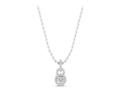 Round Halo Diamond Pendant Set in White gold with Pavé-Set Halo