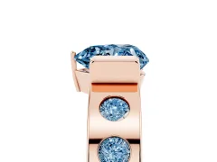 Fancy Blue Heart Cut Diamond Channel-Set Band Ring Set in Rose gold with Bezel Prong Setting
