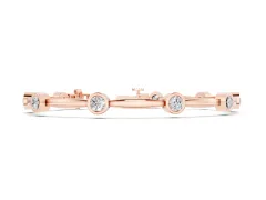 Round Diamond Bezel-Set Link Bracelet Set in Rose gold with Box Clasp