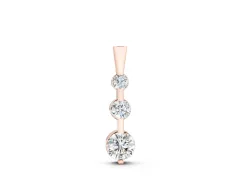 Three-Stone Round Diamond Linear Pendant Set in Rose gold with Prong Setting