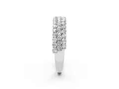 Round Diamond Checkerboard Pavé Promise Ring Set in Platinum with Round Pavé Accents