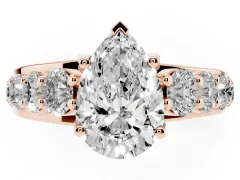 Pear Cut Diamond Pavé Engagement Ring Set in Rose gold with Prong Setting