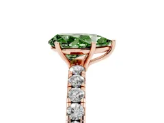 Fancy Green Pear Cut Diamond Pavé Solitaire Engagement Ring Set in Rose gold with Prong Setting