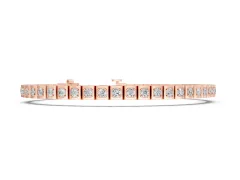 Round Diamond Tennis Bracelet Set in Rose gold with Square Channel Settings