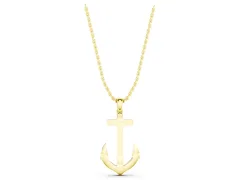 Anchor Pendant Set in Yellow gold with Bezel-Set Round Diamond