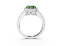 Fancy Green Heart Cut Diamond Halo Ring Set in Silver with Pavé Shoulders and Halo-Framed Center