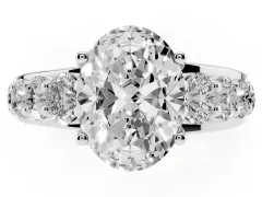 Oval Cut Diamond Pavé Engagement Ring Set in Platinum with Prong Setting