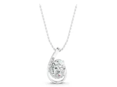 Round Diamond Swirl Pendant Set in Silver with Prong-Set Center and Polished Wrap