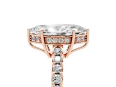 Marquise Cut Diamond Solitaire Engagement Ring Set in Rose gold with Pavé Band and Prong Setting