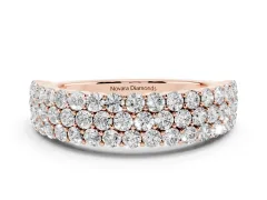 Round Diamond Checkerboard Pavé Promise Ring Set in Rose gold with Round Pavé Accents