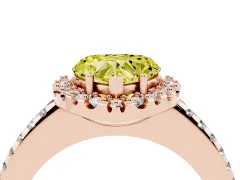 Fancy Yellow Heart Cut Diamond Pavé Halo Ring Set in Rose gold with Prong Setting
