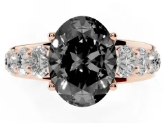Fancy Black Oval Cut Diamond Pavé Engagement Ring Set in Rose gold with Prong Setting