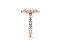Marquise Cut Diamond Pavé Halo Ring Set in Rose gold with Prong Setting