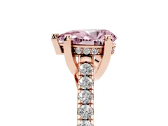 Fancy Pink Pear Cut Diamond Solitaire Ring Set in Rose gold with Brilliant Pavé Band and Prong Setting