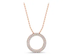 Round Pavé Diamond Circle Pendant Set in Rose gold with Full Stone Surface