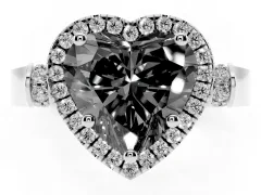Fancy Black Heart Cut Diamond Halo Ring Set in Platinum with Twist Band and Pavé Accents