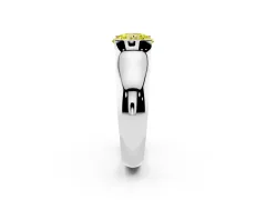 Fancy Yellow Round Cut Diamond Bezel Solitaire Ring Set in White gold with Wide Band