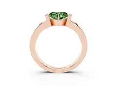 Fancy Green Heart Cut Diamond Channel-Set Band Ring Set in Rose gold with Bezel Prong Setting