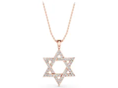 Pavé Round Diamond Star of David Pendant Set in Rose gold with Four-Prong Setting