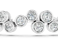 Round Diamond Bezel-Set Cluster Tennis Bracelet Set in White gold
