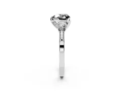 Fancy Black Heart Cut Diamond Three-Stone Ring Set in Silver with Pavé Band and Smaller Side Stones