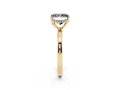 Fancy Black Radiant Cut Diamond Solitaire Ring Set in Yellow gold with Plain Band and Prong Setting