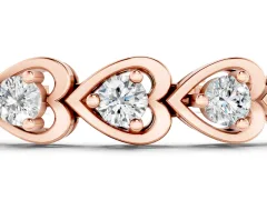 Round Cut Diamond Heart Link Tennis Bracelet Set in Rose gold with Bezel Setting