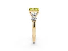 Fancy Yellow Radiant Cut Diamond Five-Stone Prong Set Ring Set in Yellow gold with Classic Band