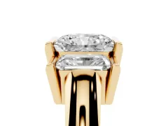 Radiant Cut Diamond Three-Stone Channel Set Ring Set in Yellow gold with Smooth Polished Band