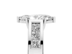 Marquise Cut Diamond Solitaire Ring Set in Silver with Channel-Set Accent Stones and Prong Setting