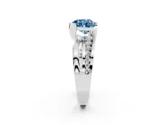 Fancy Blue Heart Cut Diamond Solitaire Ring Set in Silver with Channel Set Split Shank and Tension Prongs
