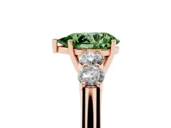 Fancy Green Pear Cut Diamond Five-Stone Prong Set Band Ring Set in Rose gold with Polished Band