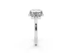 Asscher Cut Diamond Round Cluster Halo Ring Set in Platinum with Solitaire Band and Prong Setting