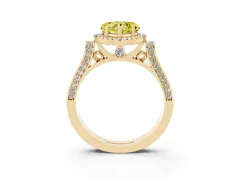 Fancy Yellow Heart Cut Diamond Halo Ring Set in Yellow gold with Twist Band and Pavé Accents
