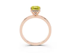 Fancy Yellow Radiant Cut Diamond Solitaire Ring Set in Rose gold with Plain Band and Prong Setting