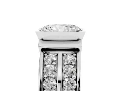 Radiant Cut Diamond Wide Channel Set Band Ring Set in Platinum with Bezel Setting