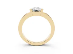 Emerald Cut Diamond Channel-Set Band Ring Set in Yellow gold with Bezel Prong Setting