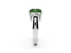 Fancy Green Radiant Cut Diamond Three-Stone Channel Set Ring Set in White gold with Smooth Polished Band