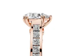 Pear Cut Diamond Channel Set Solitaire Engagement Ring Set in Rose gold with Prong Setting