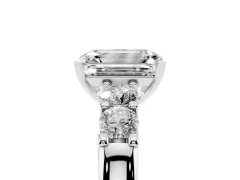 Emerald Cut Diamond Five-Stone Prong Set Engagement Ring Set in Platinum with Channel Band