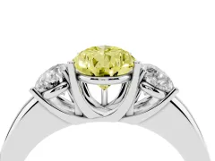 Fancy Yellow Pear Cut Diamond Three-Stone Ring Set in Platinum with Bold Center and Classic Band