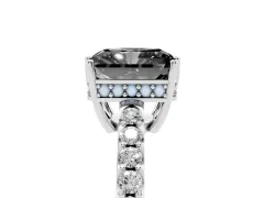 Fancy Black Radiant Cut Diamond Solitaire Engagement Ring Set in Platinum with Pavé Band and Prong Setting